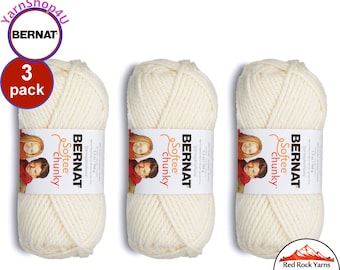 NATURAL 3 pack! Bernat Softee Chunky Yarn Super Bulky Yarn. 3.5oz | 108yds | 100% Acrylic Yarn. 3 skeins per pack = Bulk Buy!