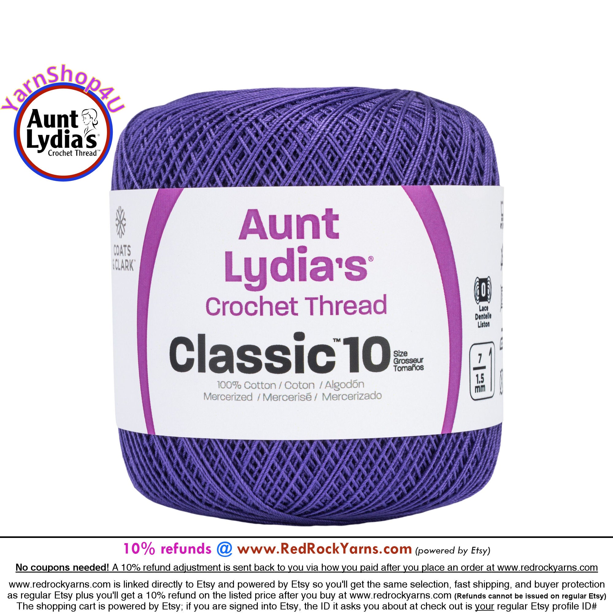 Multipack of 12 - Aunt Lydia's Fashion Crochet Thread Size 3