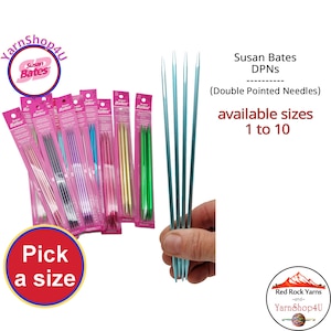 Susan Bates DPNs. Aluminium 7" Silvalume double pointed Needles. Pick a size from 1 - 10
