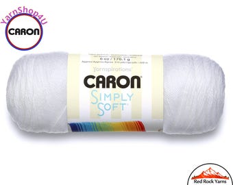 WHITE - Caron Simply Soft 6oz / 315yds (170g / 288m) 100% Acrylic yarn. Item H970039701