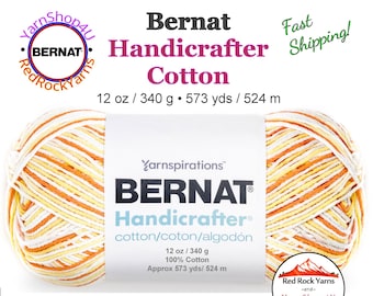 CREAMSICLE - 12oz | 573 yard! Bernat Handicrafter Big Ball 100% Cotton Yarn. Item 162034336305