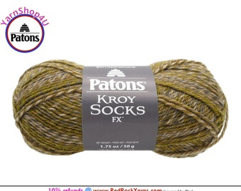 MOSSY COLORS - Patons Kroy Socks FX Yarn is 1.75oz | 166yds Super Fine Weight (1) Sock Yarn. A Blend of 75/25% Wool/Nylon (50g | 152m)