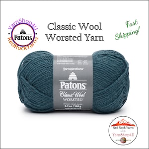 RICH TEAL - Patons Classic Wool Worsted Yarn Medium Weight (4). 100% wool yarn. 3.5oz | 194 yards (100g | 177m)