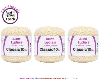 CREAM 3 Pack! Aunt Lydia's Classic 10 Crochet Thread. 350yds. Item #154-0420