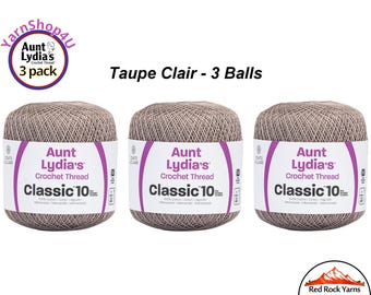 TAUPE CLAIR 3 pack! Aunt Lydia's Classic 10 Crochet Thread. 350yds. Item #154-8550