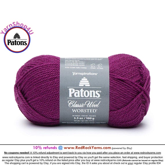 AMARANTH Patons Classic Wool Worsted Yarn Medium Weight 4. 