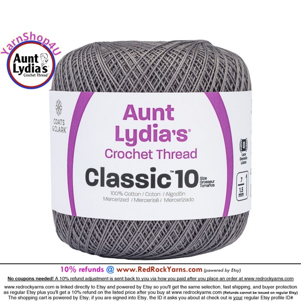 STONE - Aunt Lydia's Classic 10 Crochet Thread. 350yds. Item #154-0630