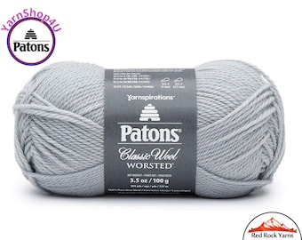 COOL GRAY - Patons Classic Wool Worsted Yarn Medium Weight (4). 100% wool yarn. 3.5oz | 194 yards (100g | 177m)