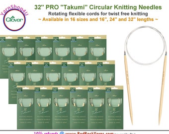 Clover PRO 32 inch Takumi Bamboo Circular Knitting Needles. [32" (80cm)] Bamboo Knitting Needles. (Also sold in 16" and 24" cords)