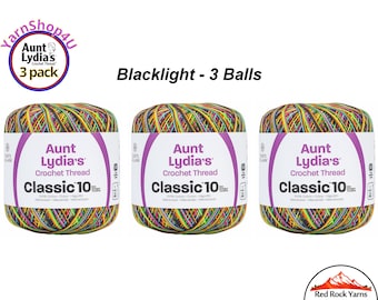 BLACKLIGHT 3 pack! Aunt Lydia's Classic 10 Crochet Thread. 300yds. Item #154-9933