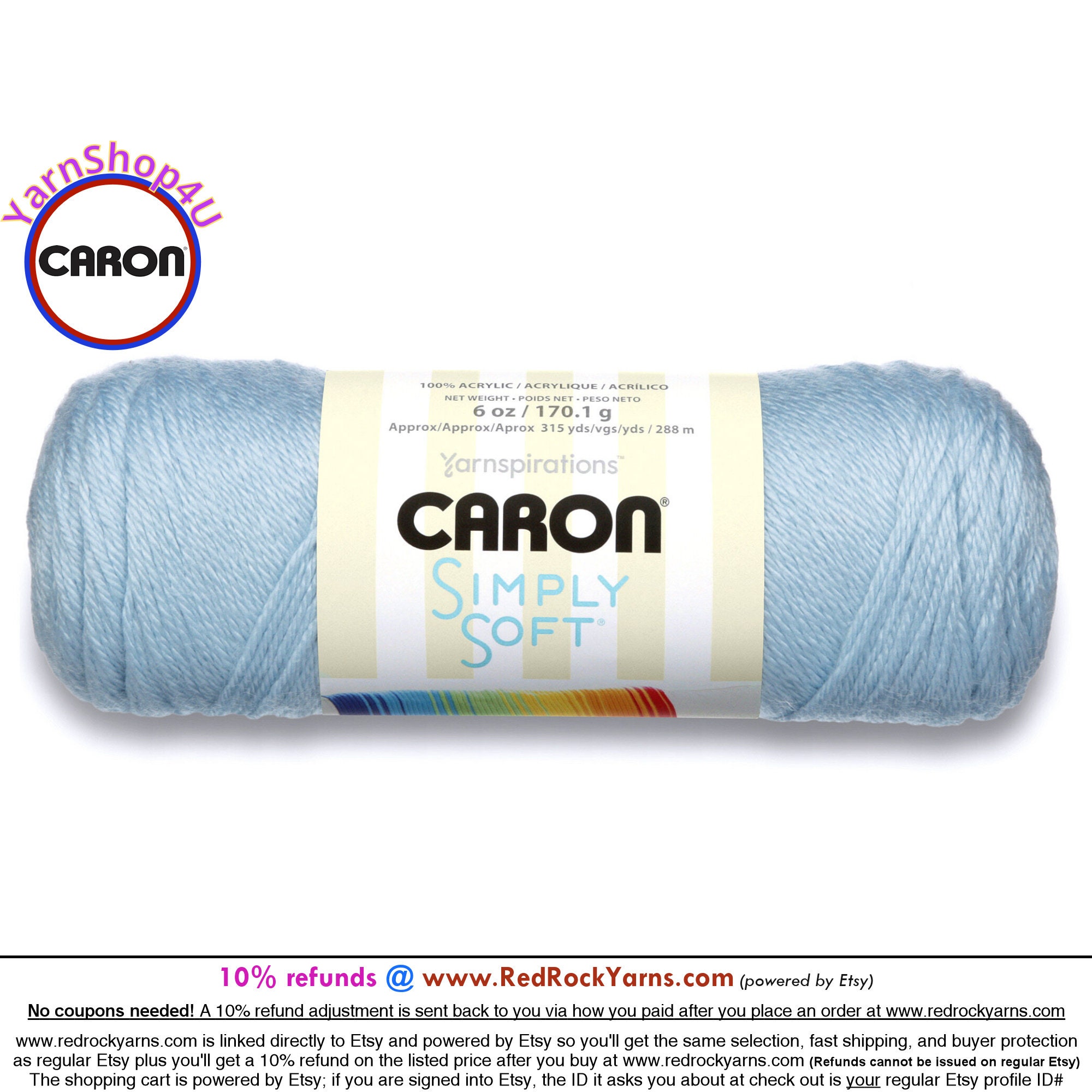 SOFT BLUE Caron Simply Soft 6oz / 315yds 170g / 288m 100% Acrylic