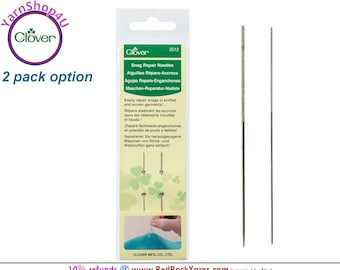 Snag Repair Needles. Repair Snags in knitted and woven garments! 2 per package. Clover Art No 2512 [Choose 1 pack or 2]