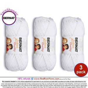 WHITE 3 pack! Bernat Softee Chunky Yarn Super Bulky Yarn. 3.5oz | 108yds | 100% Acrylic Yarn. 3 skeins per pack = Bulk Buy!