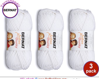 WHITE 3 pack! Bernat Softee Chunky Yarn Super Bulky Yarn. 3.5oz | 108yds | 100% Acrylic Yarn. 3 skeins per pack = Bulk Buy!