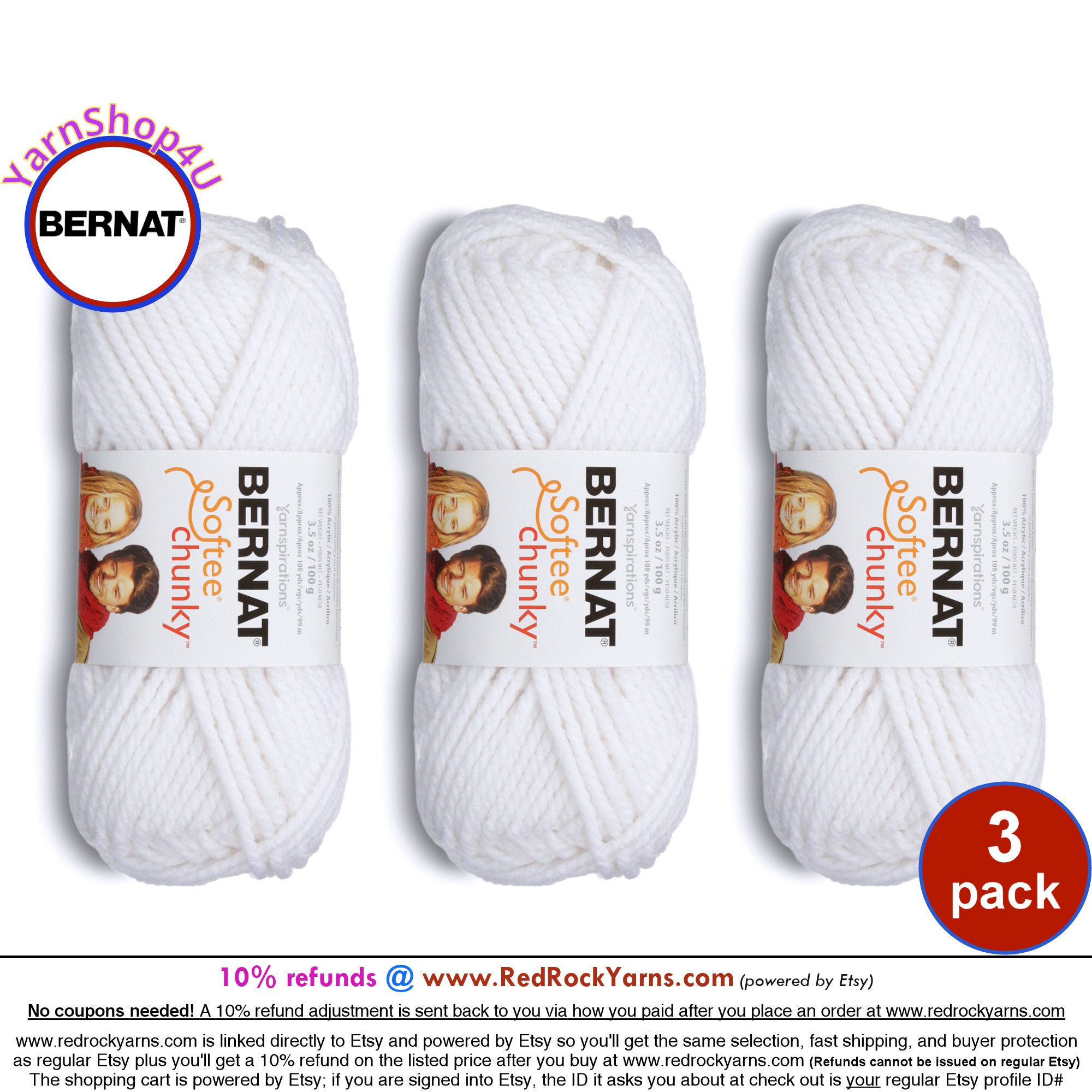 (Pack of 2) Bernat Softee Chunky Yarn-White