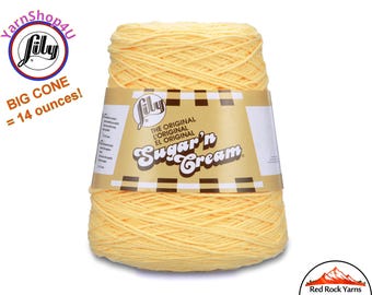 YELLOW - 14oz | 674 yards Cone. Lily Sugar N Cream Cotton yarn. 100% cotton. Item# 10300202010