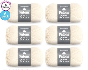 MUSLIN 6 Pack! Patons Kroy Socks Yarn is 1.75oz | 166yds Super Fine Weight (1) Sock Yarn. A Blend of 75/25% Wool/Nylon (50g | 152m)