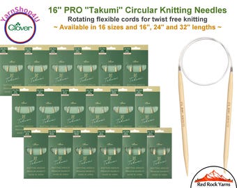 Clover PRO 16 inch Bamboo Circular Knitting Needles. [16" (40cm)] Bamboo Knitting Needles. (Also sold in 24" and 32" lengths)