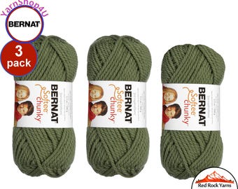 FOREST 3 pack! Bernat Softee Chunky Yarn Super Bulky Yarn. 3.5oz | 108yds | 100% Acrylic Yarn. 3 skeins per pack = Bulk Buy!