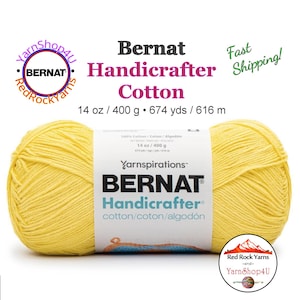 SUNSHINE - 14oz | 674yds Bernat Handicrafter Cotton yarn. 100% cotton Yarn. Great for dish cloths. Big Ball! Item 16202828017