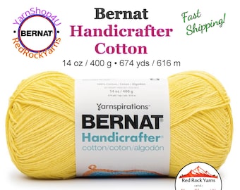 SUNSHINE - 14oz | 674yds Bernat Handicrafter Cotton yarn. 100% cotton Yarn. Great for dish cloths. Big Ball! Item 16202828017