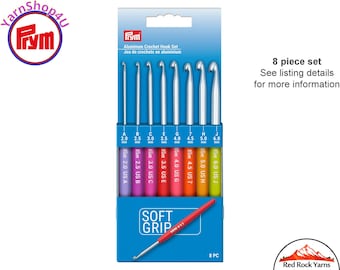 Prym Crochet Hook Set. 8 sizes from 2mm-6mm (US sizes A to J). Comfort Soft-Grip Handles. #57500