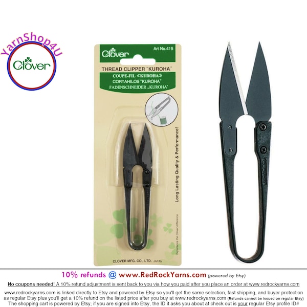 Clover Thread Clipper "Kuroha". Carbon steel blade for long lasting quality and performance. Black thread snips. Art No 415