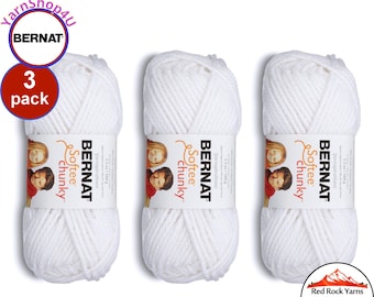 WHITE 3 pack! Bernat Softee Chunky Yarn Super Bulky Yarn. 3.5oz | 108yds | 100% Acrylic Yarn. 3 skeins per pack = Bulk Buy!