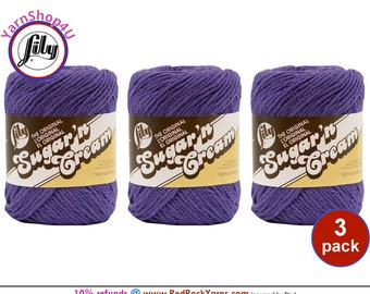 GRAPE 3 Pack! 2.5oz | 120yds each. Lily Sugar N Cream The Original 100% Cotton Yarn. 3 skeins Bulk Buy!