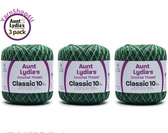 SPRING GREENS 3 pack! Aunt Lydia's Classic 10 Crochet Thread. 300yds. Item #154-0885