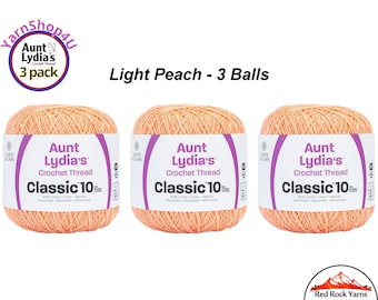 LIGHT PEACH 3 pack! Aunt Lydia's Classic 10 Crochet Thread. 350yds. Item #154-0424