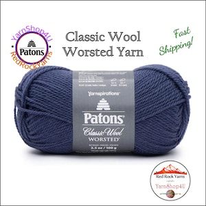 INDIGO - Patons Classic Wool Worsted Yarn Medium Weight (4). 100% wool yarn. 3.5oz | 194 yards (100g | 177m)