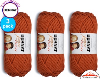 PUMPKIN 3 pack! Bernat Softee Chunky Yarn Super Bulky Yarn. 3.5oz | 108yds | 100% Acrylic Yarn. 3 skeins per pack = Bulk Buy!