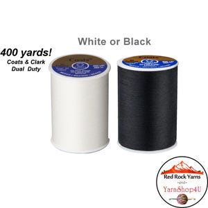 Carrete de 400 yardas de hilo multiusos Coats & Clark de doble uso, blanco o negro, n.° 230A