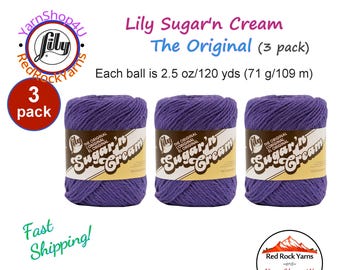 GRAPE 3 Pack! 2.5oz | 120yds each. Lily Sugar N Cream The Original 100% Cotton Yarn. 3 skeins Bulk Buy!