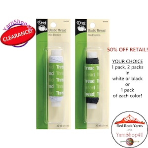 CLEARANCE! White or Black Dritz Elastic Sewing Thread. 30yds each. For gathering, shirring, smocking lightweight fabrics #9345-W/B (50% off)