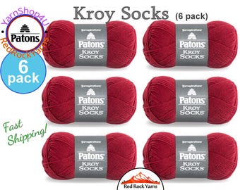RED 6 Pack! Patons Kroy Socks Yarn is 1.75oz | 166yds Super Fine Weight (1) Sock Yarn. A Blend of 75/25% Wool/Nylon (50g | 152m)