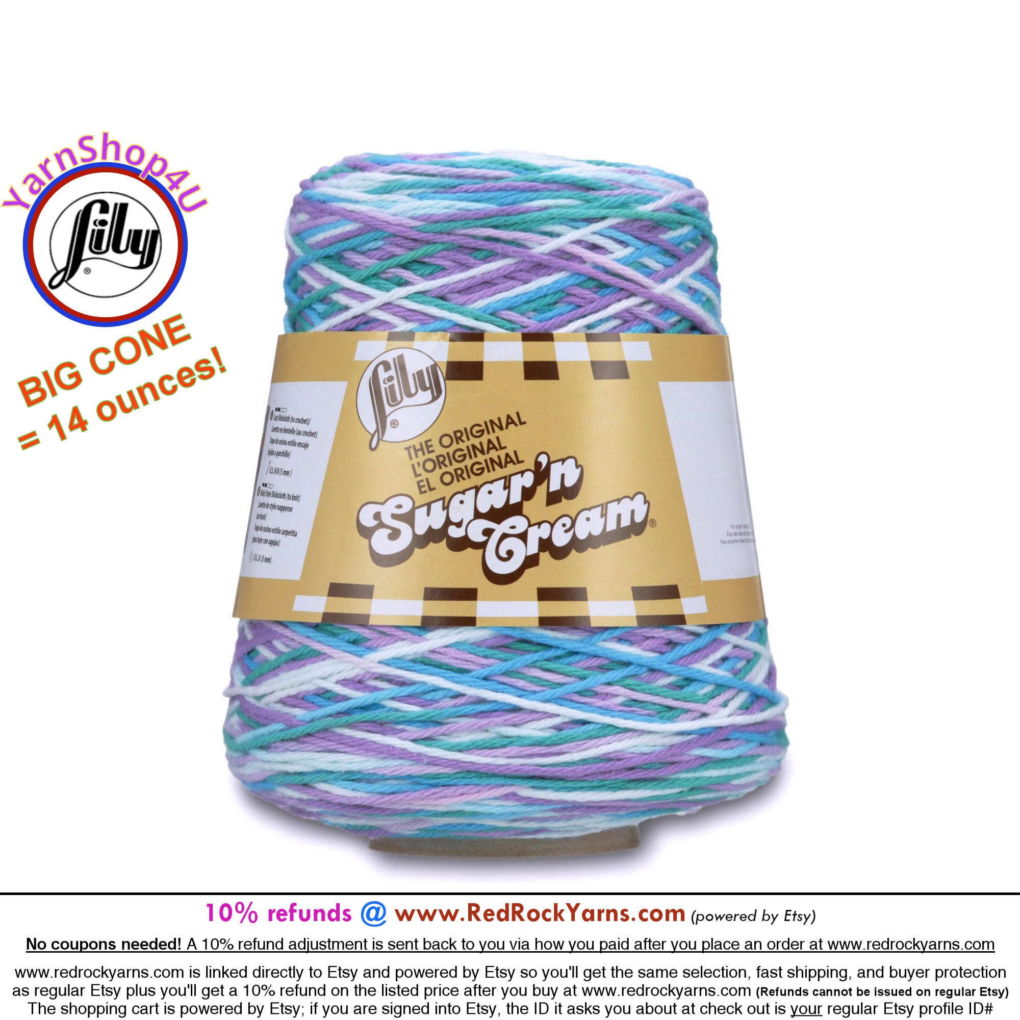 Sugar 'n Cream Yarn 2 oz Cotton 4 Ply Worsted Variegated ~Your Choice~ FREE  SHIP