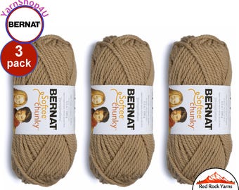 SOFT TAUPE 3 pack! Bernat Softee Chunky Yarn Super Bulky Yarn. 3.5oz | 108yds | 100% Acrylic Yarn. 3 skeins per pack = Bulk Buy!