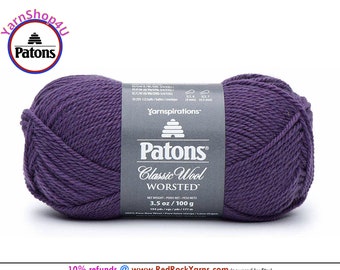 GRAY PLUM - Patons Classic Wool Worsted Yarn Medium Weight (4). 100% wool yarn. 3.5oz | 194 yards (100g | 177m)