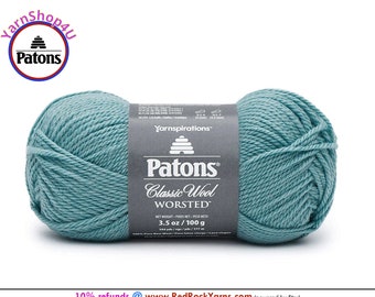 TEAL CHALK - Patons Classic Wool Worsted Yarn Medium Weight (4). 100% wool yarn. 3.5oz | 194 yards (100g | 177m)