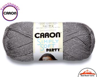 PLATINUM SPARKLE - Caron Simply Soft Party! 3 oz / 164 yds (85 g / 150 m) 99% Acrylic, 1 percent Metallic (3 ounce / 164 yards) Color #0019