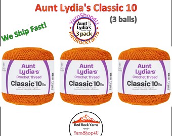 PUMPKIN 3 pack! Aunt Lydia's Classic 10 Crochet Thread. 350yds. Item #154-0431