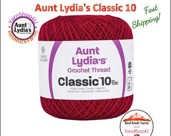 CARDINAL RED - Aunt Lydia's Classic 10 Crochet Thread. 350yds. Item #154-0196