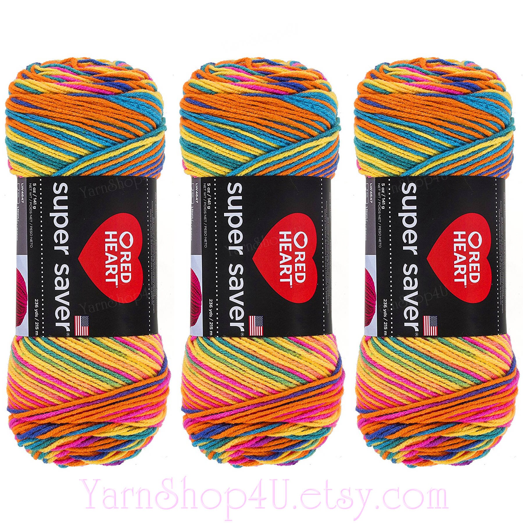 3 Pack Bulk Red Heart Super Saver A Fun Bright 50