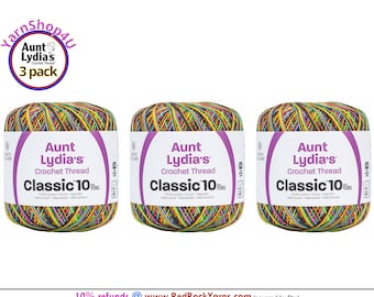 BLACKLIGHT 3 pack! Aunt Lydia's Classic 10 Crochet Thread. 350yds. Item #154-9933