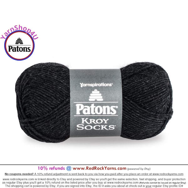 GENTRY GREY - Patons Kroy Socks Yarn is 1.75oz | 166yds Super Fine Weight (1) Sock Yarn. A Blend of 75/25% Wool/Nylon (50g | 152m)