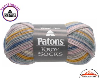 SIDEWALK CHALK STRIPES - Patons Kroy Socks Yarn is 1.75oz | 166yds Super Fine Weight (1) Sock Yarn. Blend of 75/25% Wool/Nylon (50g | 152m)