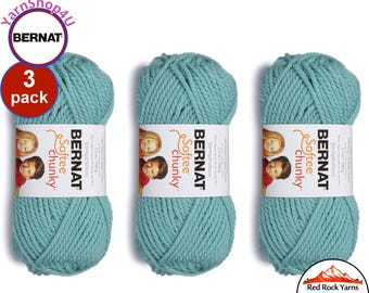 SEAGREEN 3 pack! Bernat Softee Chunky Yarn Super Bulky Yarn. 3.5oz | 108yds | 100% Acrylic Yarn. 3 skeins per pack = Bulk Buy!