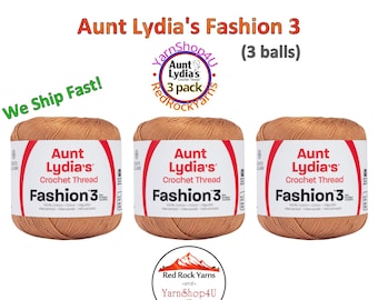COPPER MIST Fashion 3 Size Aunt Lydia Crochet Thread. One 3 Pack of Aunt Lydia's Fashion 3 Crochet Thread. 3 balls/150yds ea. Item #182.0310